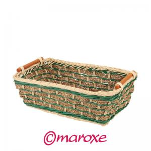 koszyk z rattanu i trawy morskiej w odcieniach zieleni, kształt prostokątny