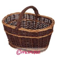 Koszyk wiklinowy piknikowy z jasnymi wstawkami 28 cm x 38 cm x H29 cm.