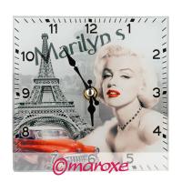 Kwadratowy zegar szklany z Marylin Monroe D15 cm.