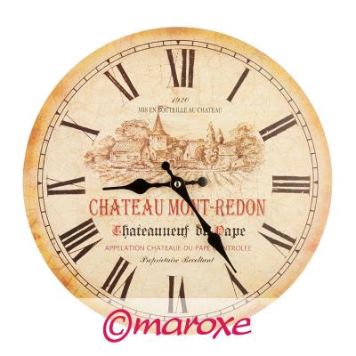 Ozdobny zegar z motywem francuskiej winiarni D34 cm.