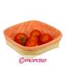 koszyk do pieczywa z bambusa prasowanego wyścielany materiałem w kolorze marchewkowym
